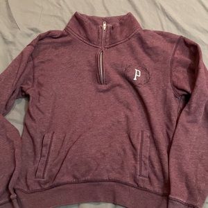 Burgundy PINK half zip sweater sweatshirt size small with front pocket